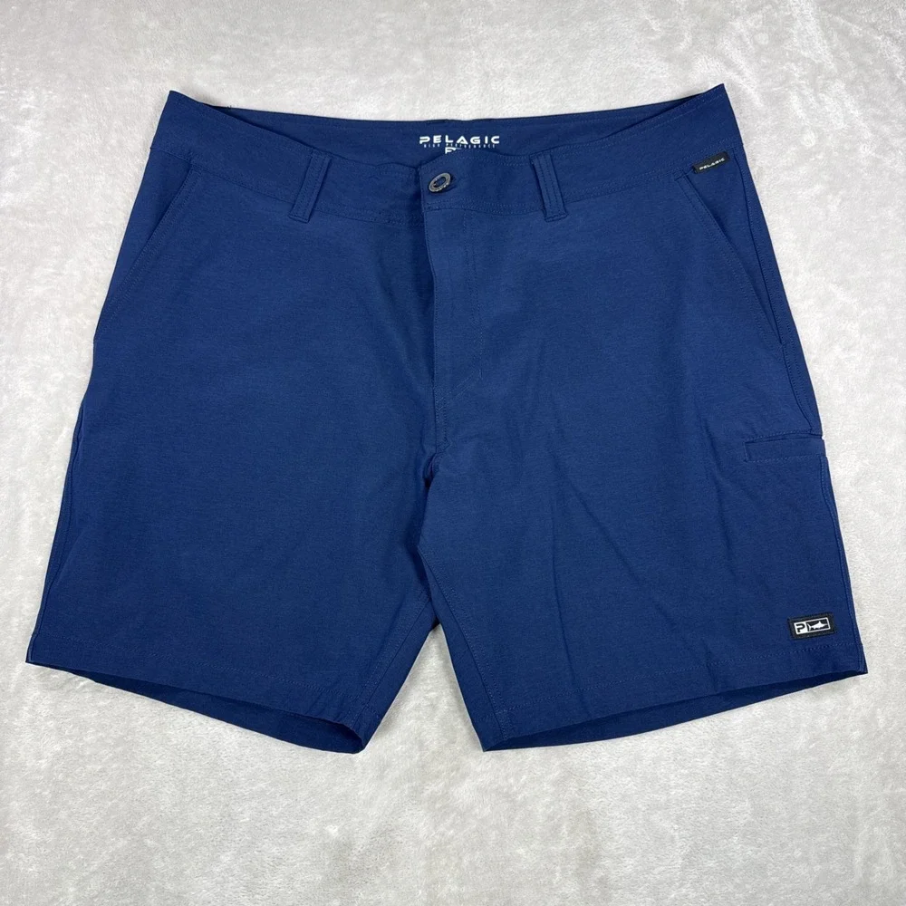 Pelagic Shorts Mens 38 Navy Blue Performance Fishing Outdoor Surf